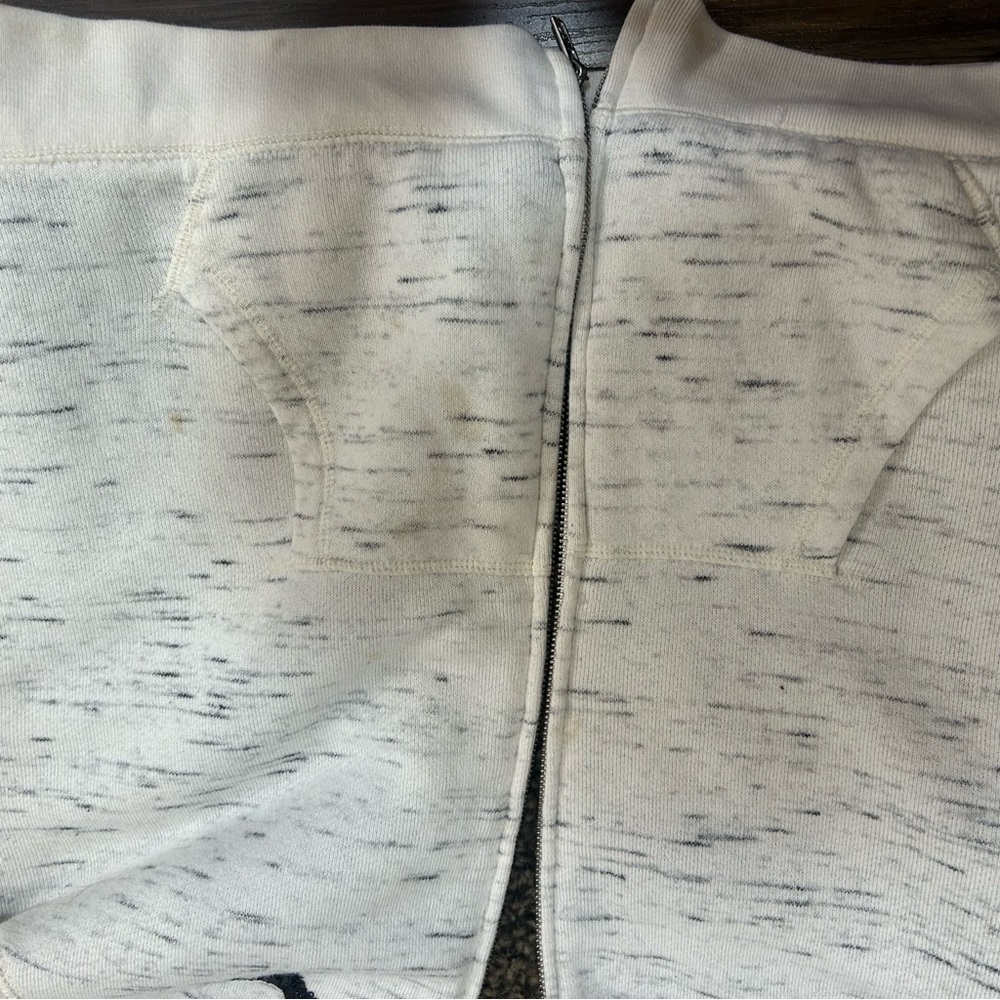 PINK Victoria's Secret Heathered White Hoodie with Black Sequin Logo - Picture 6 of 7